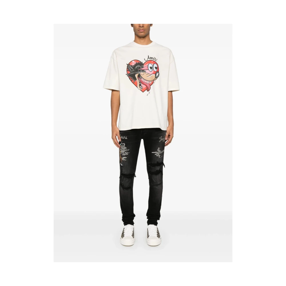 Amiri Zwarte Ripped Jeans met Geborduurd Motief Black Heren