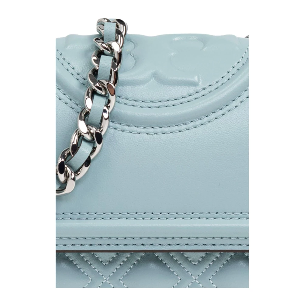 TORY BURCH Heldere Blauwe Gewatteerde Double T Schoudertas Blue Dames
