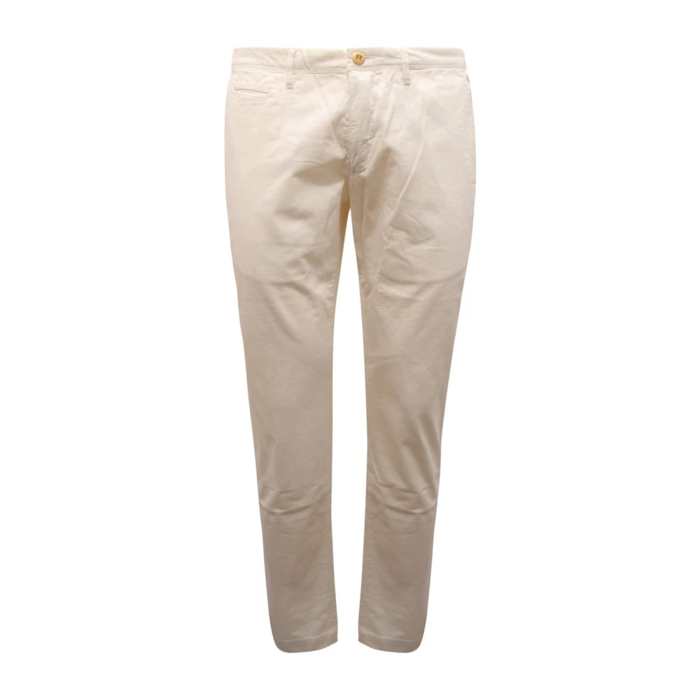 Siviglia Men's Beige White Trousers Made In Italy - Chinos - W33 - Trousers