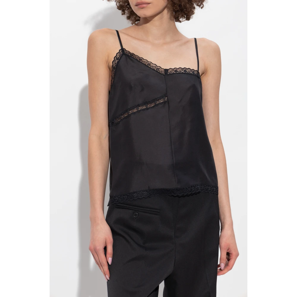 MM6 Maison Margiela Zijden Top met Bandjes Black Dames