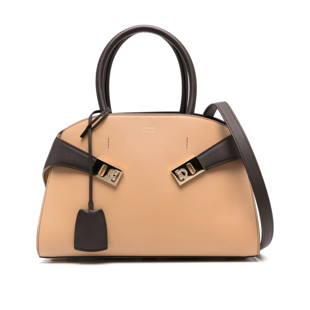 Salvatore Ferragamo Beige Tote Tas Color-Block Ontwerp Beige Dames