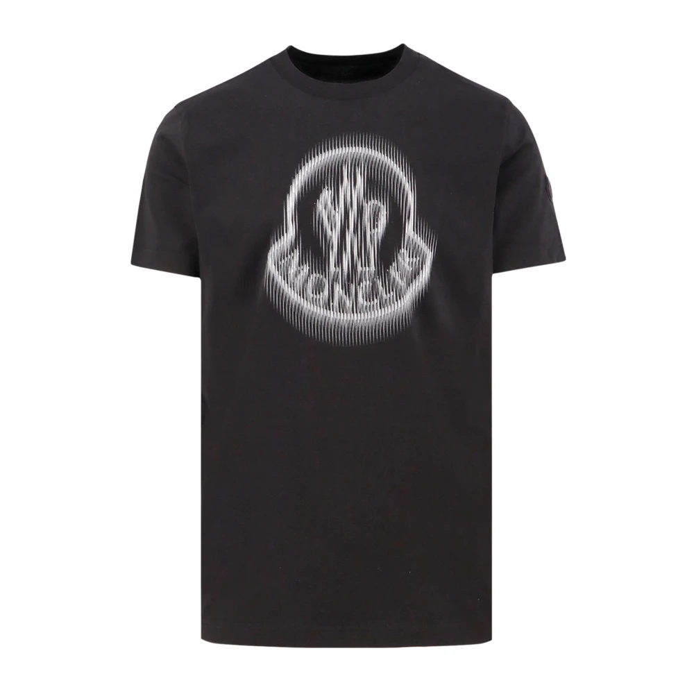 Moncler Katoenen Logo T-shirt Korte Mouw Black Heren