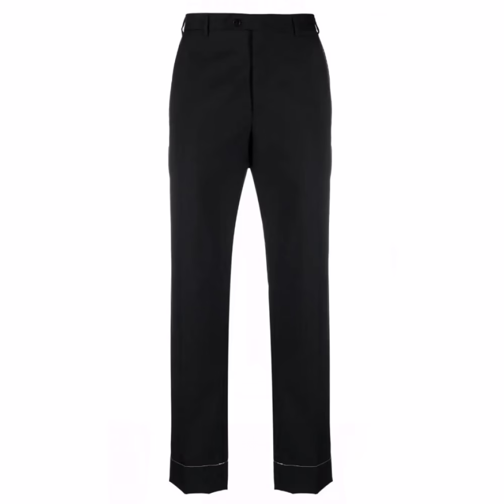Schwarze Woll-Maßanzug-Hose