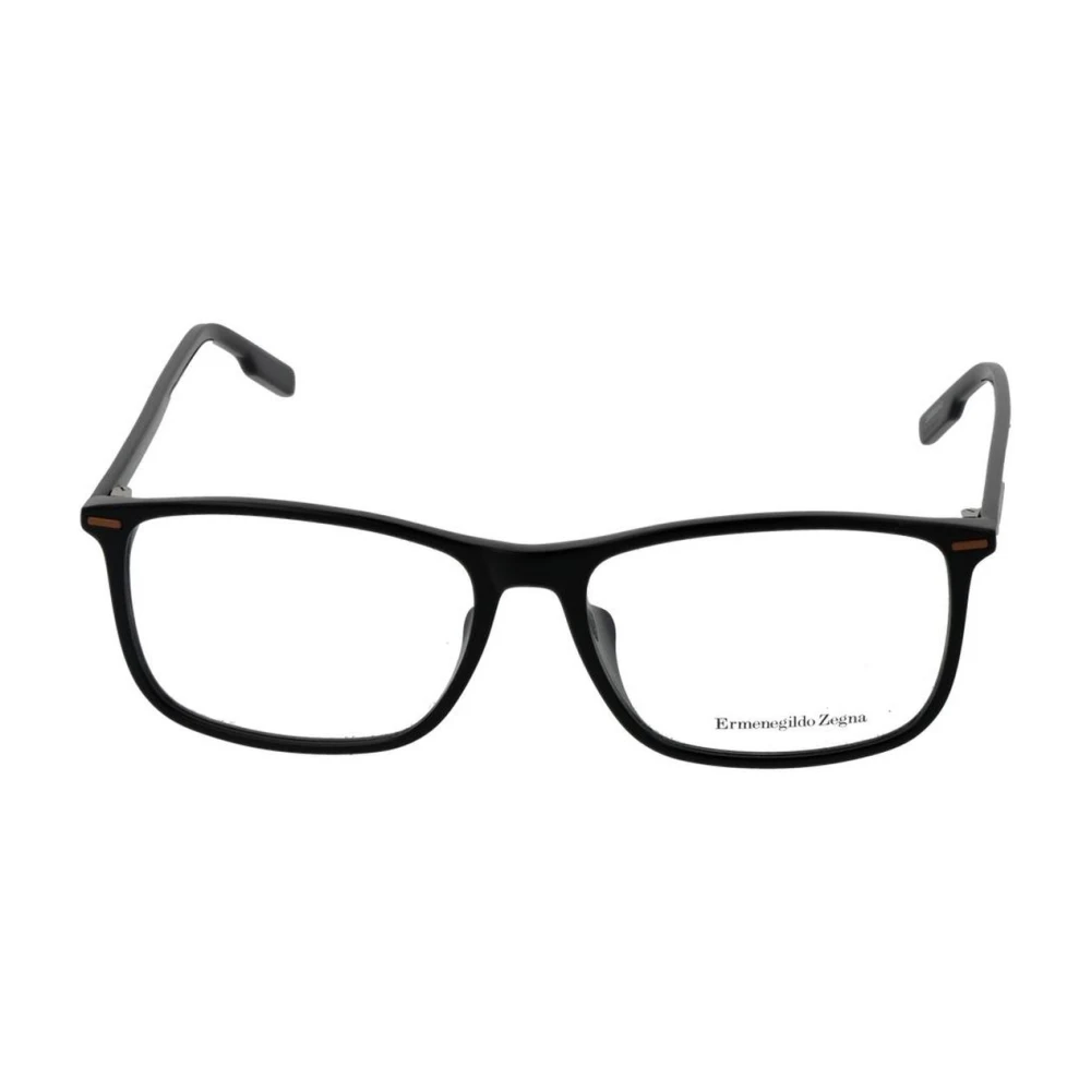 Ermenegildo Zegna Zwarte Rechthoekige Optische Brillen met Demo Lenzen Black Heren