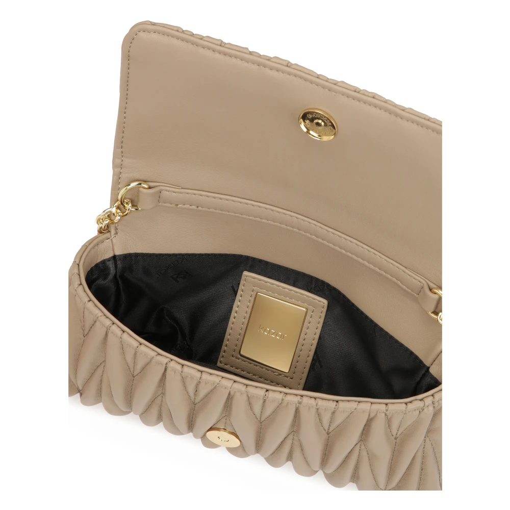 Kazar Kleine gewatteerde leren handtas in taupe kleur Beige Dames