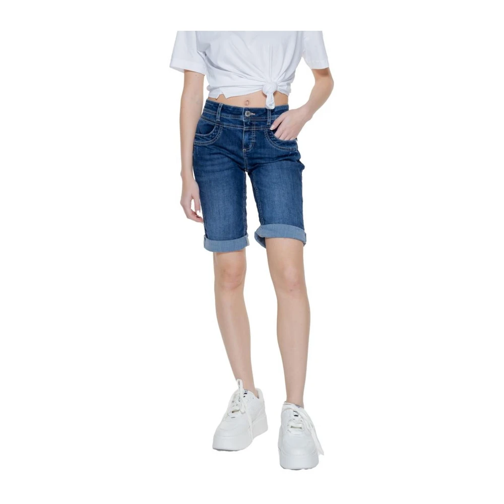 Street One Katoen Bermuda Shorts Blue Dames