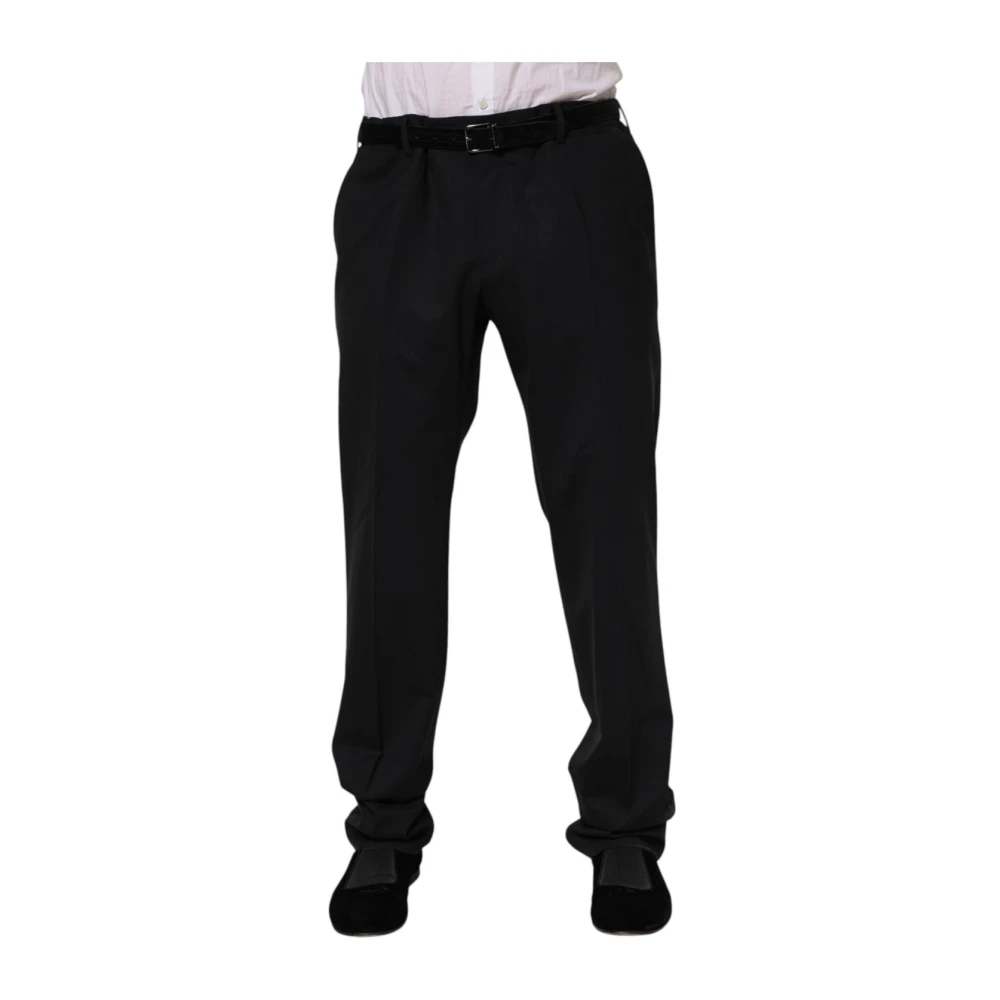 Dolce & Gabbana Men's Black Suit Trousers, 3XL, Wool Zipper Dress Trousers