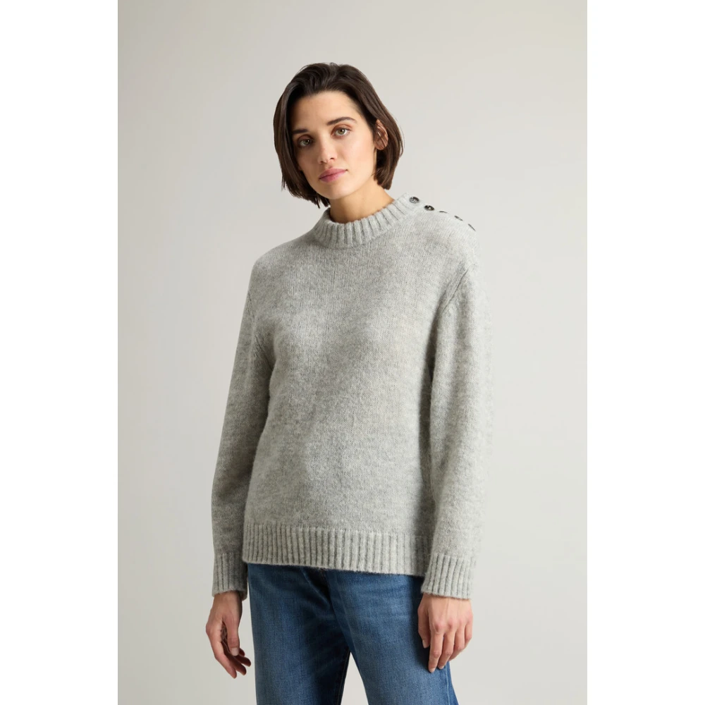 Woolrich Alpaca Blend Schouderknooptrui Gray Dames