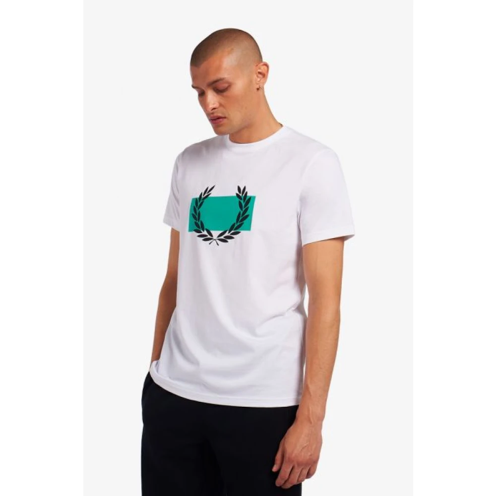 Fred Perry Gestempeld Laurierkrans Wit T-Shirt White Heren