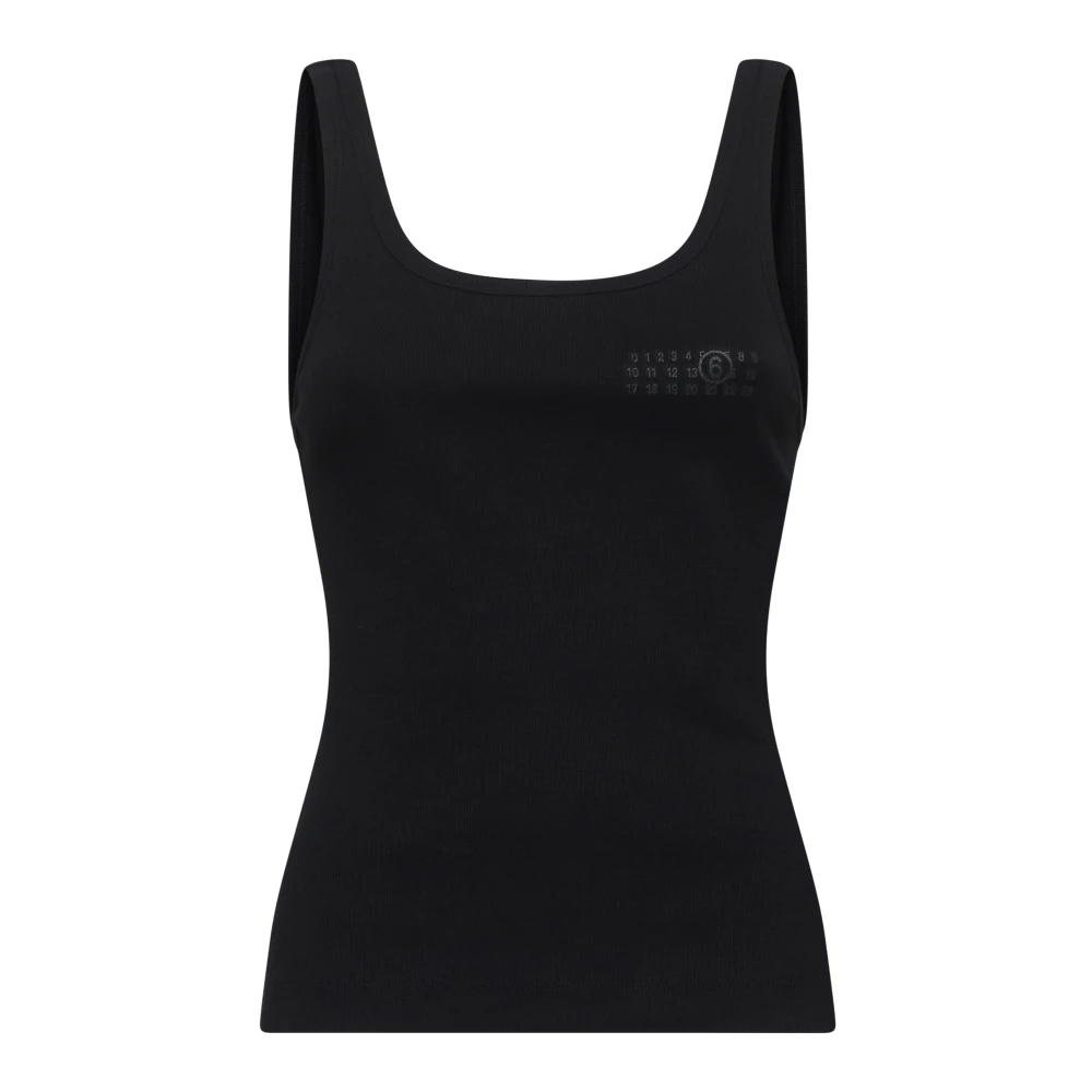 MM6 Maison Margiela Zwarte mouwloze top met ronde hals Black Dames