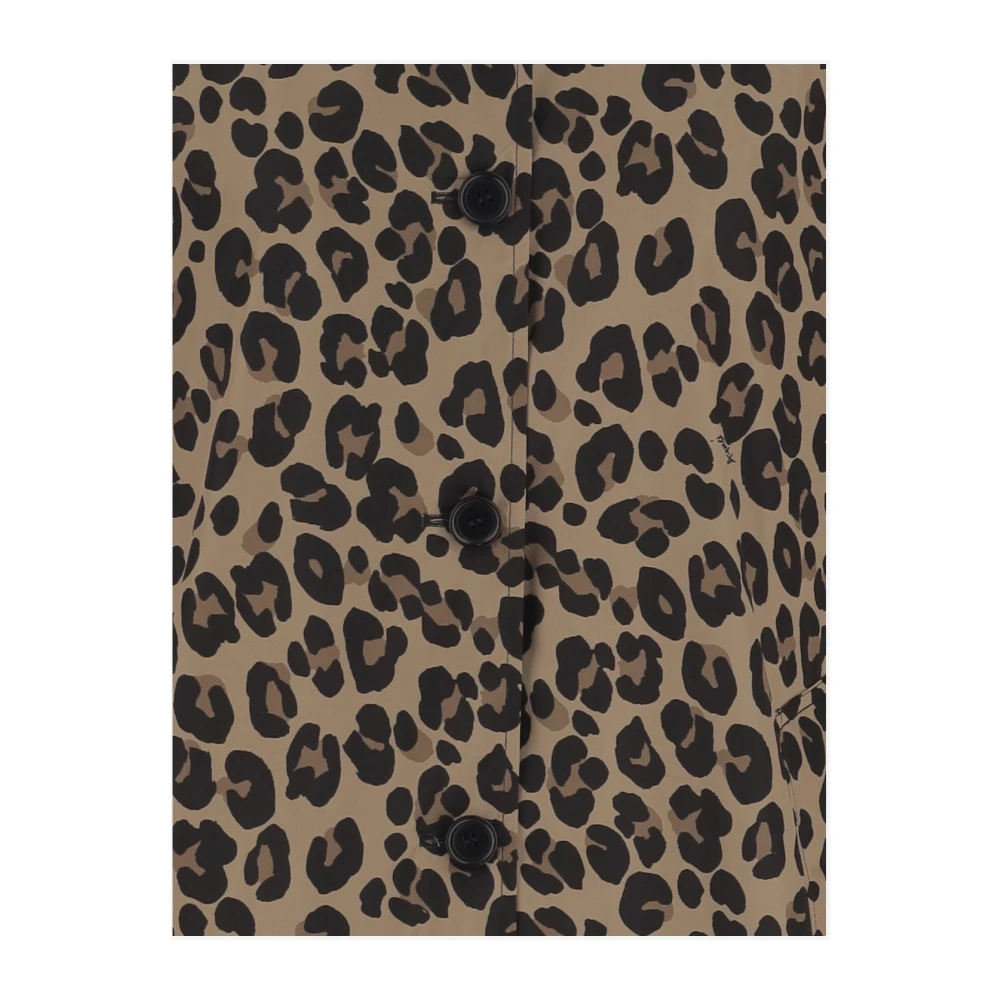 Aspesi Nylon Jas Met Luipaardprint Brown Dames