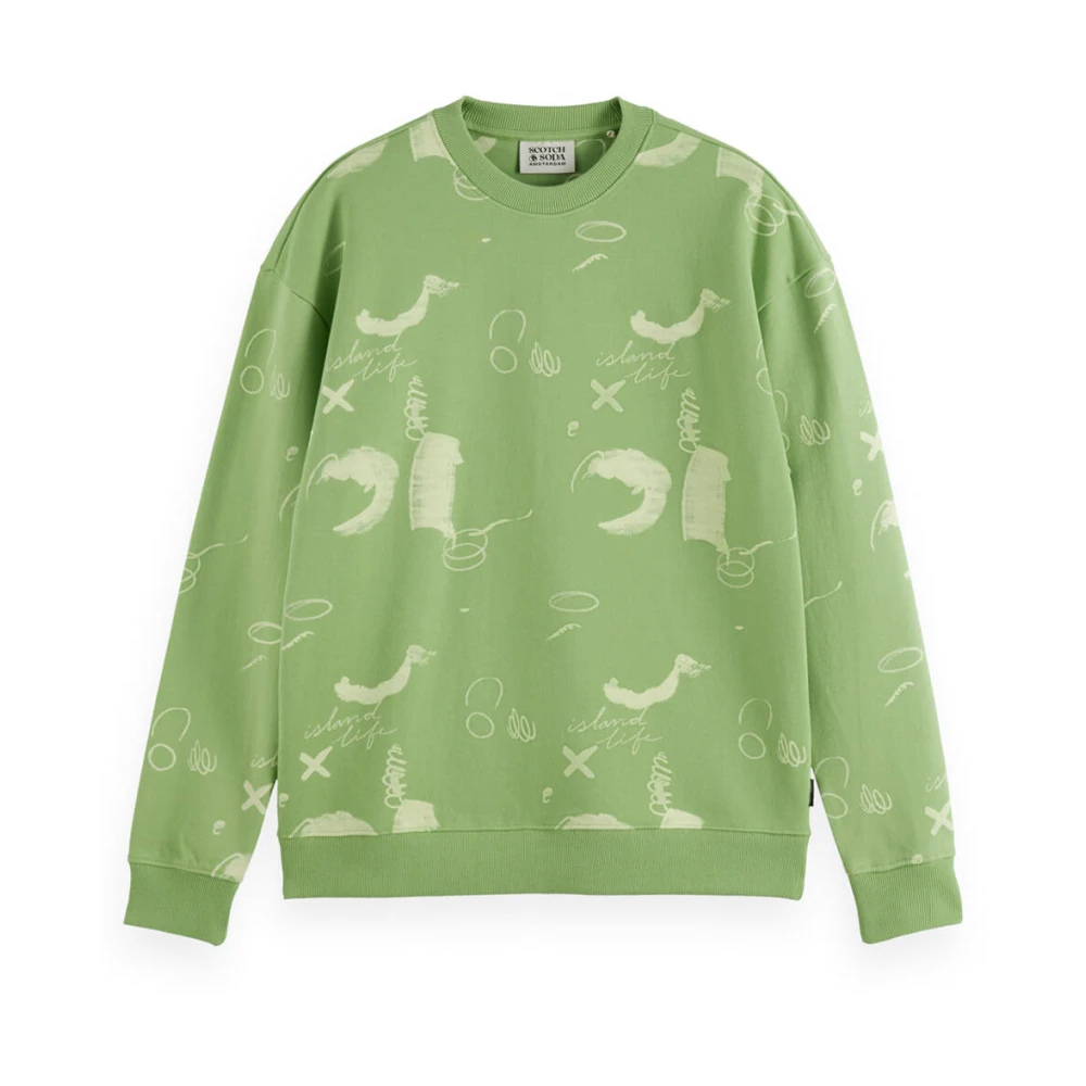 Scotch & Soda Gedrukte Sweatshirt met relaxte pasvorm Green Heren