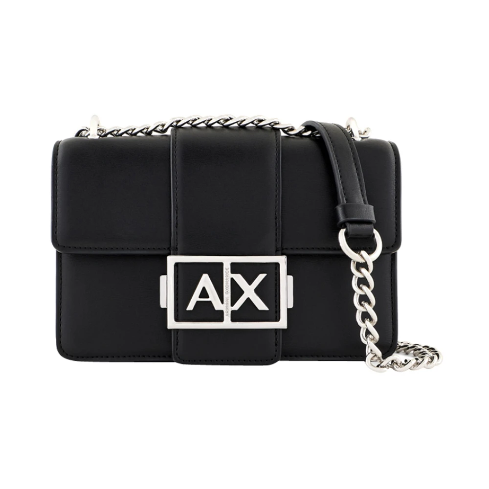 Armani Exchange Donna Nero Borsa A Spalla Con Logo In Metallo