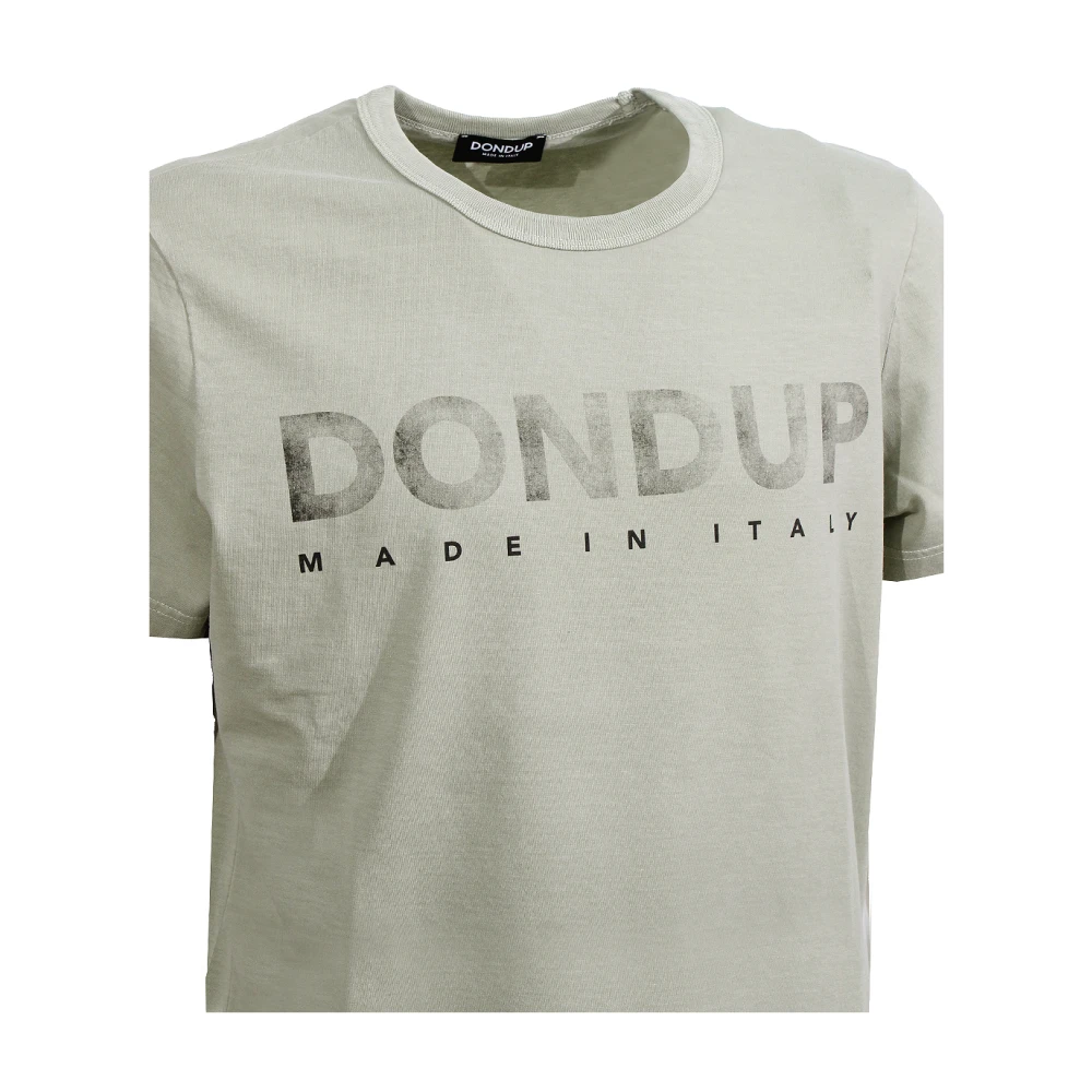 Dondup Groene Logo Print Crew-neck T-shirt Green Heren
