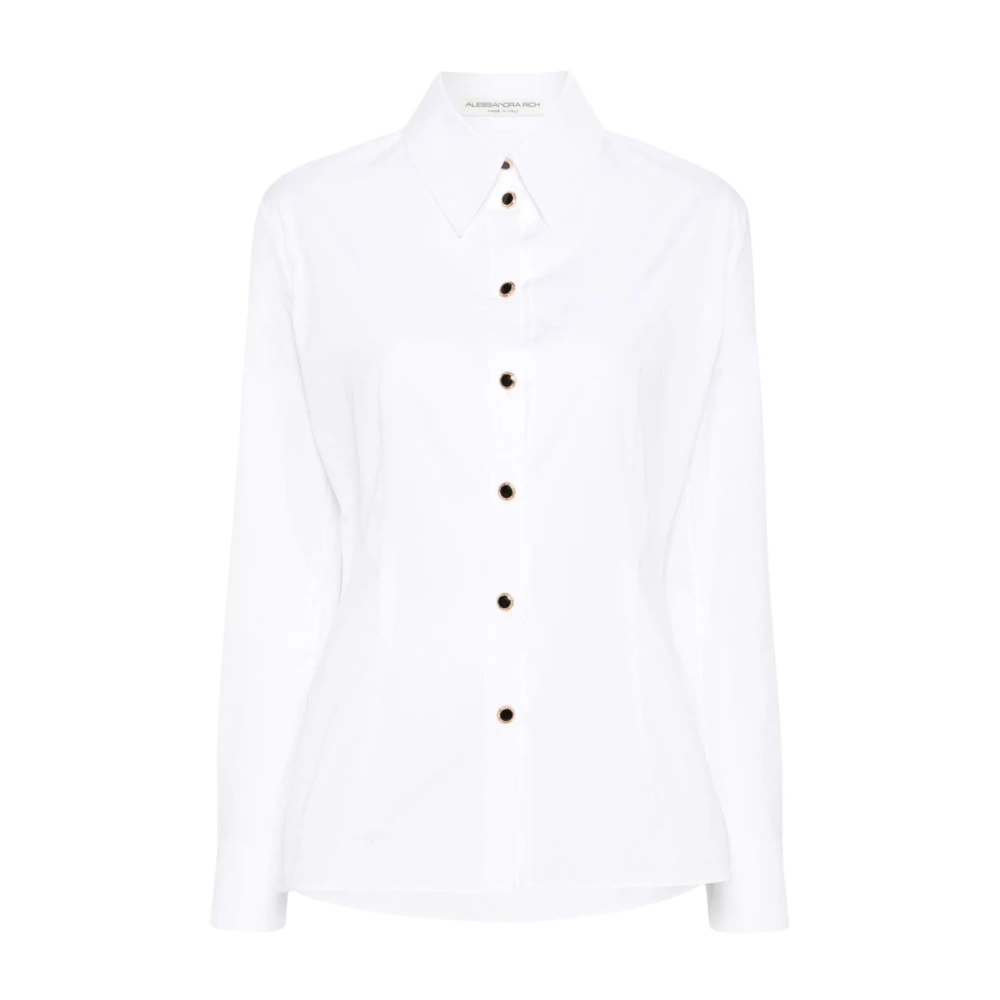 Alessandra Rich Witte Overhemd met Lange Mouwen Popeline Kraag White Dames