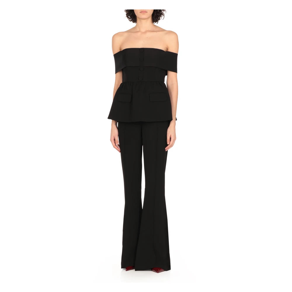 Self Portrait Zwarte Mouwloze Crepe Pak Jurk Black Dames