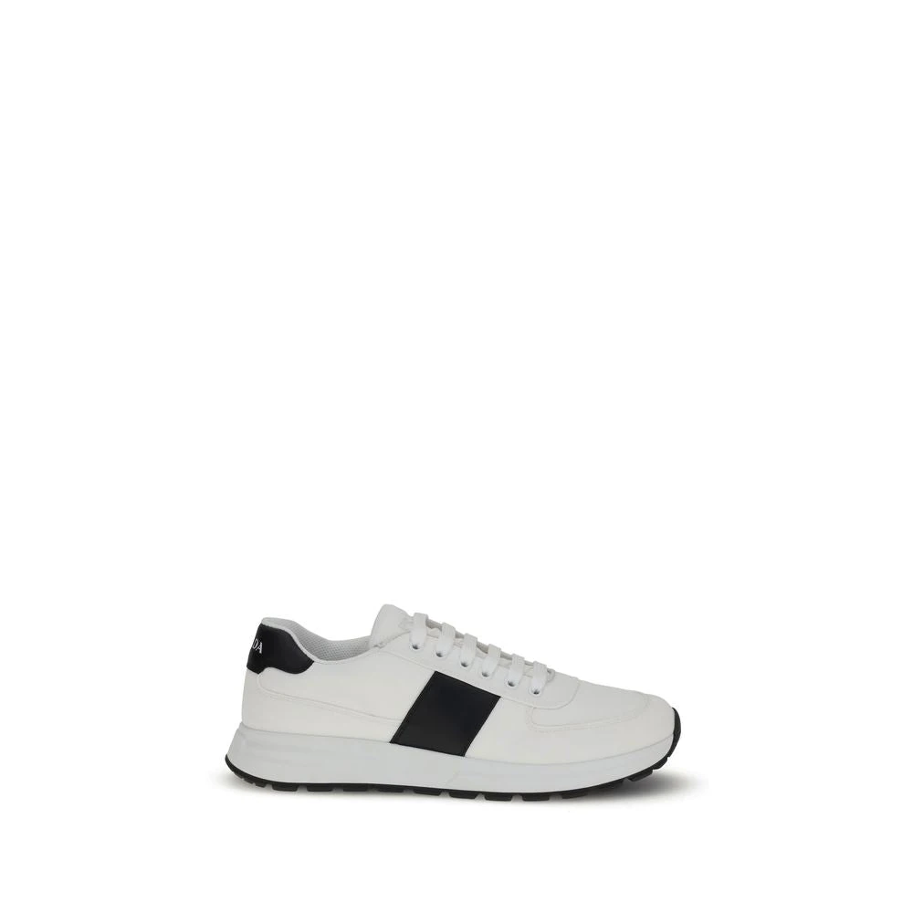 Prada Men's White Sneakers,, Two-Tone Leather Trainers Size 7 Uk