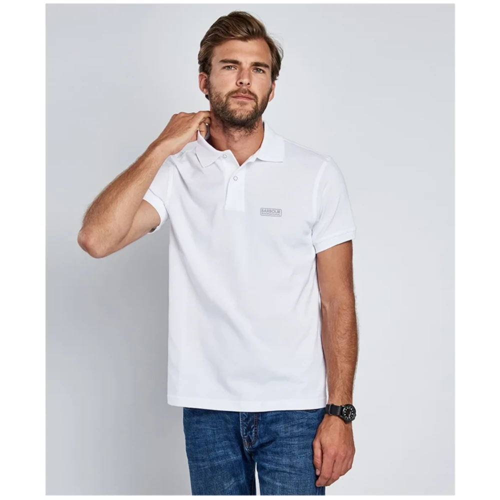 Barbour Essential Slim Fit Polo Ss22 White Heren