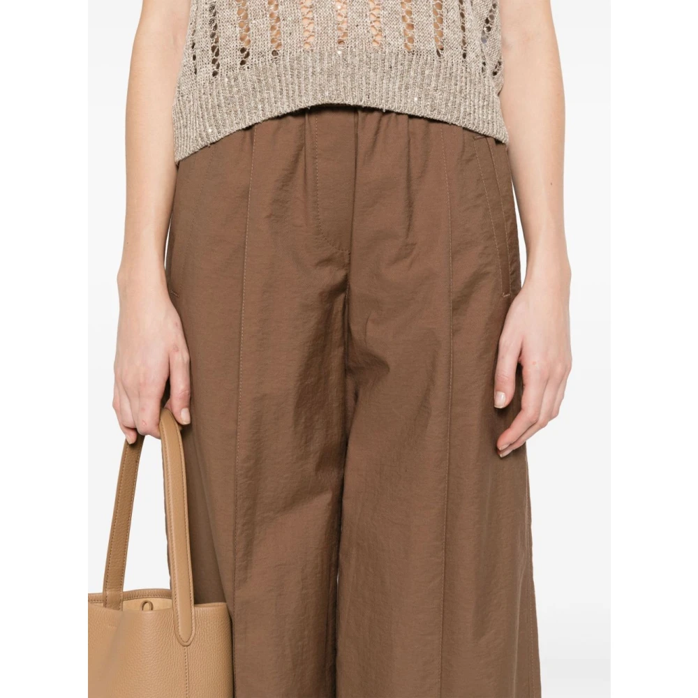 BRUNELLO CUCINELLI Leren Bruine Broek Brown Dames