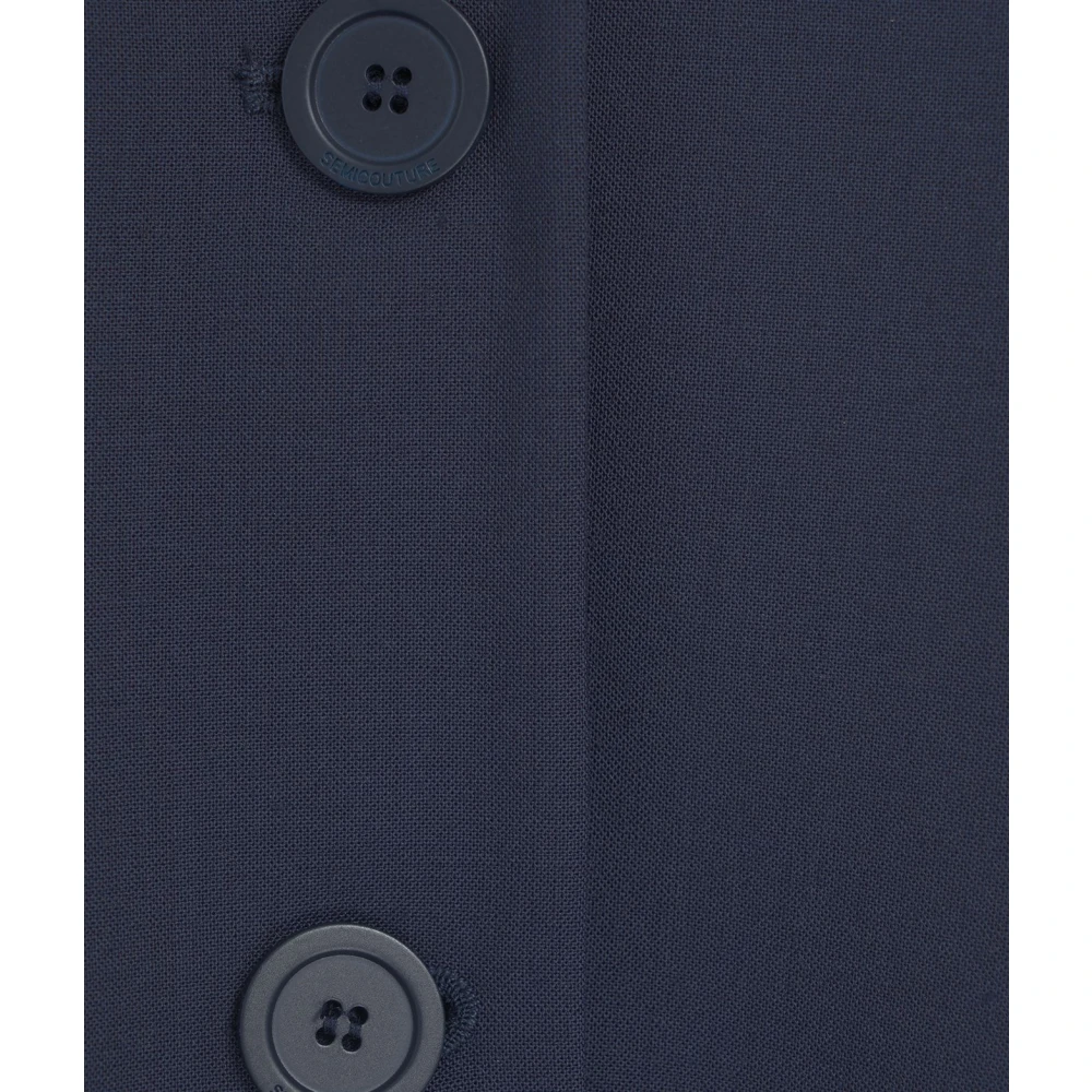 Semicouture Blauwe Wollen Blazer met Revers Blue Dames