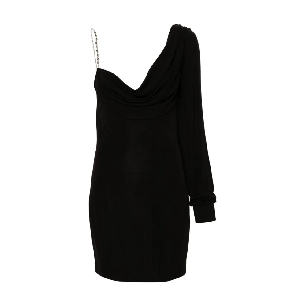 Dsquared2 Zwarte Cowl Neck Lange Mouw Jurk Black Dames