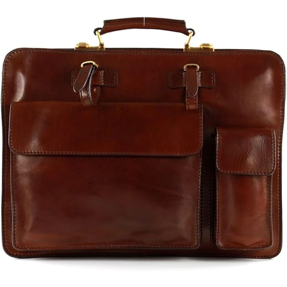 The Bridge Men's Brown Leather Briefcase