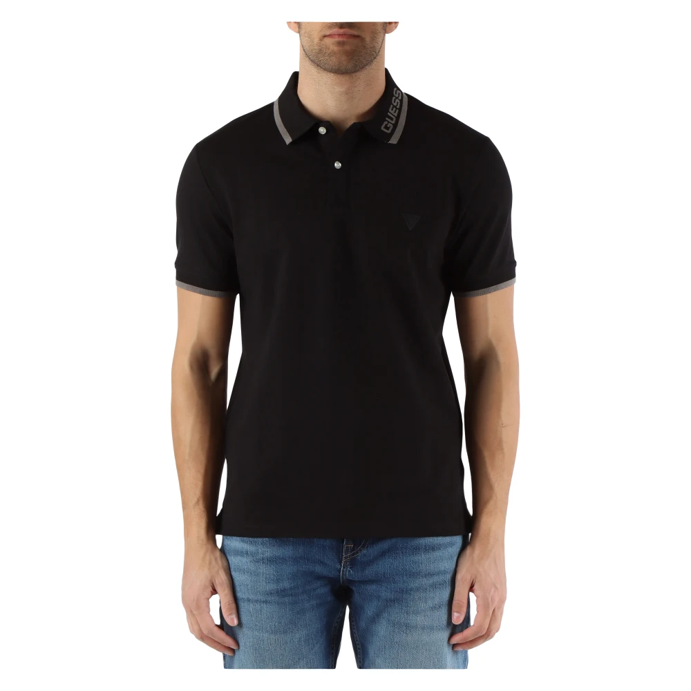 Guess Stretch bomull slim fit logo patch Black, Herr