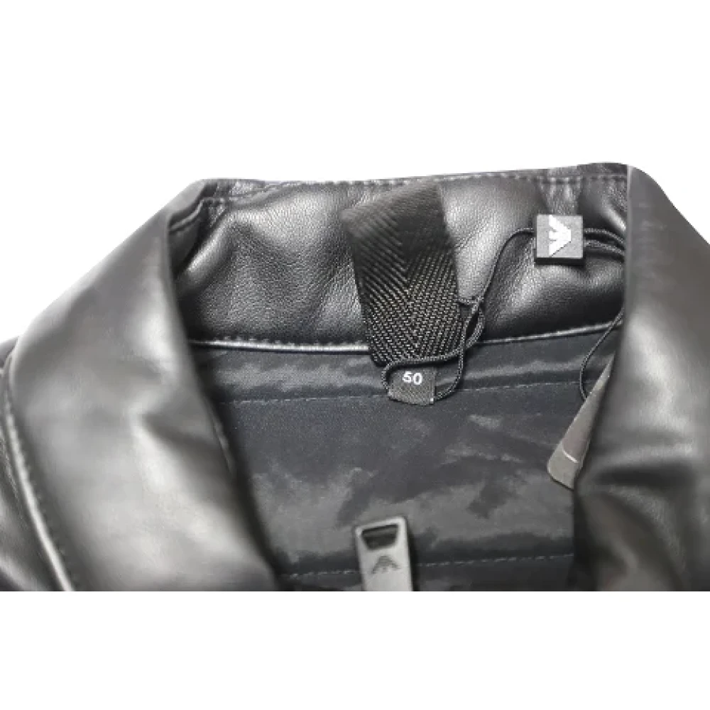 Armani Pre-owned Leather outerwear Black Heren