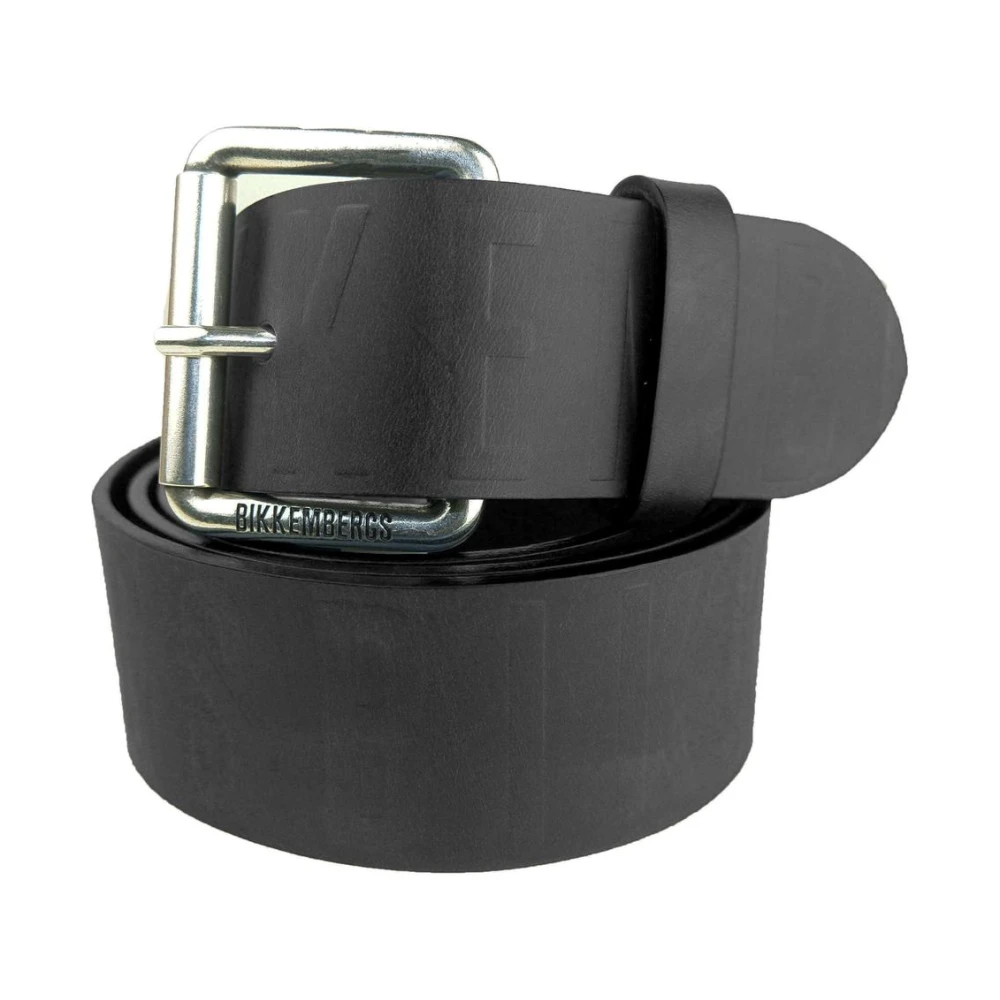 Bikkembergs Zwarte leren logogordel Black Heren