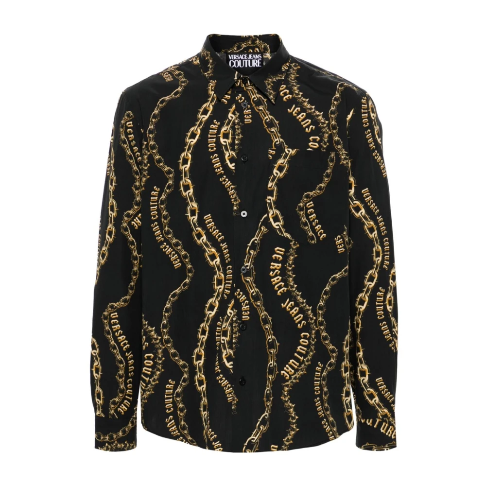 Versace Jeans Couture Chain Couture Print Svart Skjorta Black, Herr