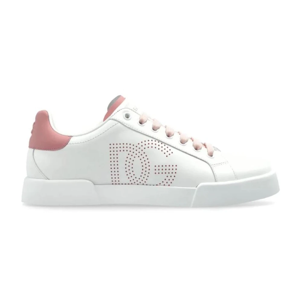 Dolce & Gabbana Leather Sneakers with DG Logo Detail Dames Schoenen