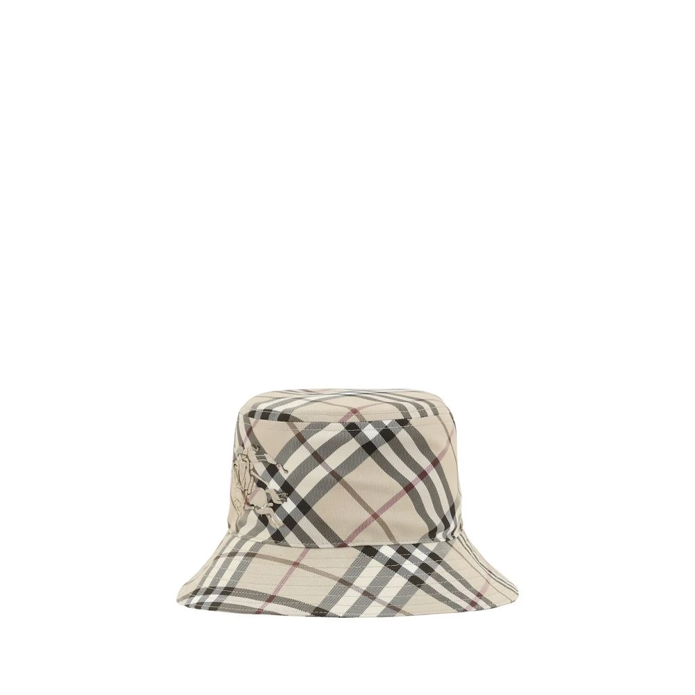 Burberry Geruite Bucket Hat met Equestrian Knight Multicolor Heren
