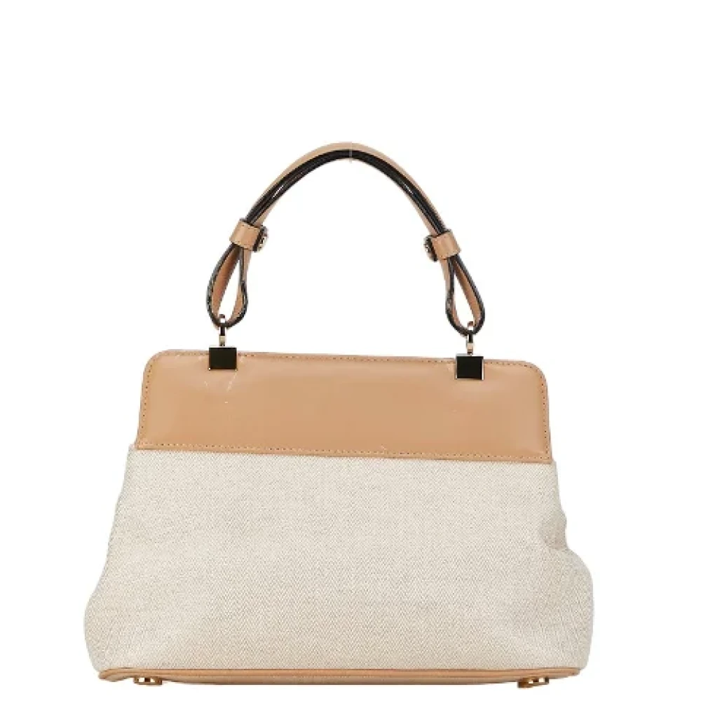 Bvlgari Vintage Pre-owned Canvas handbags Beige Dames