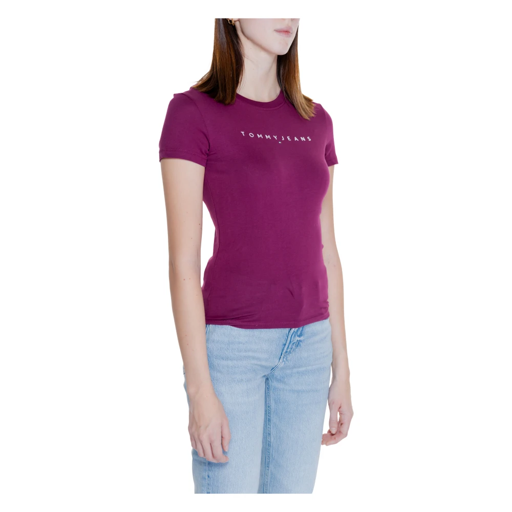 Tommy Jeans Linear Tee Herfst Winter Collectie Katoen Purple Dames