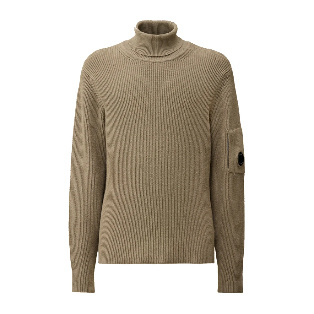 C.P. Company Geribbelde katoen nylon trui met lenszak Brown Heren