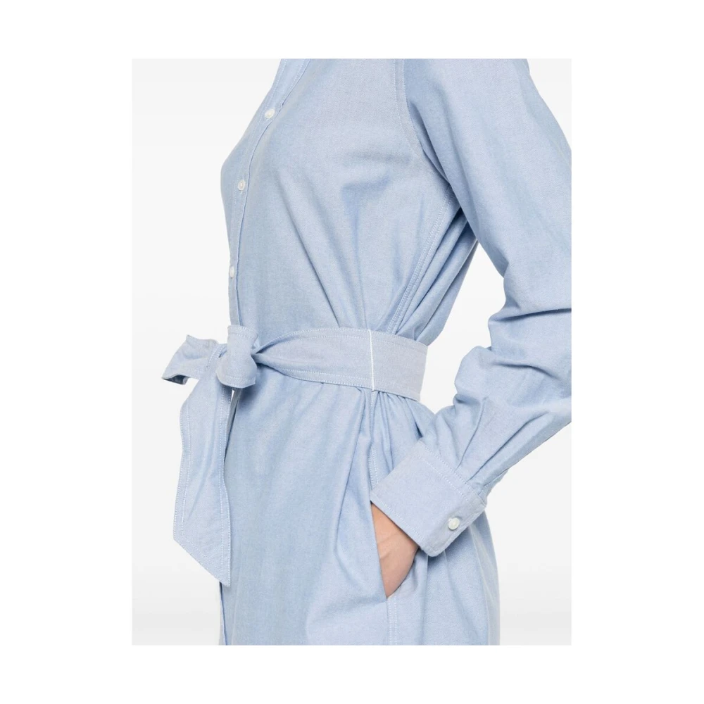 Ralph Lauren Belted Cotton Oxford Shirtdress Blue Dames
