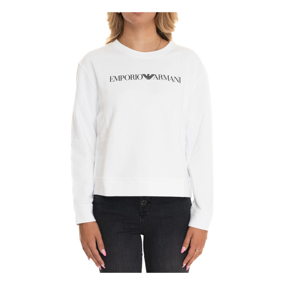 Emporio Armani Ronde hals Sweatshirt met Frontprint White Dames