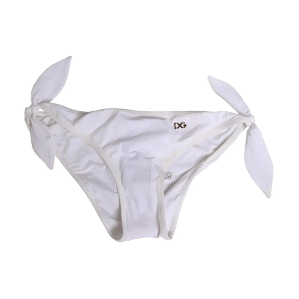 Dolce & Gabbana Women's White Side Tie Logo Bikini Bottom