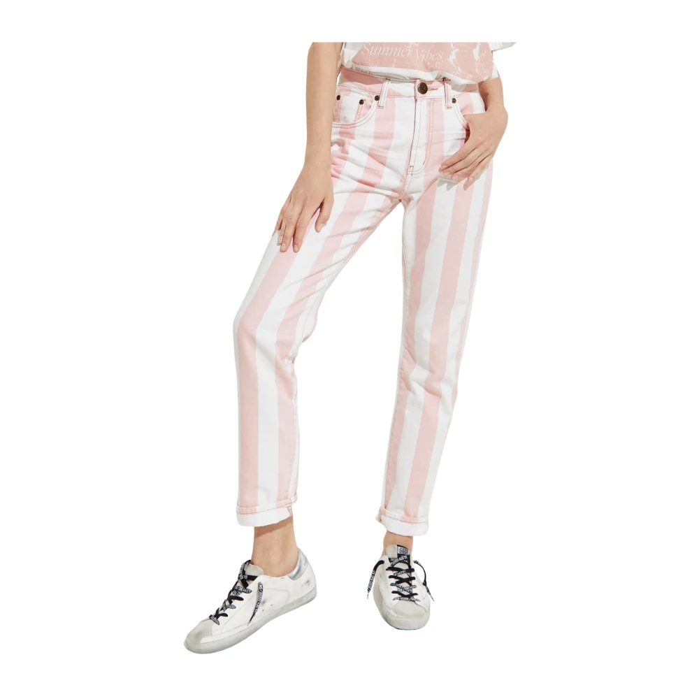 One Teaspoon Beperkte Oplage Gestreepte Awesome Baggies Broek White Dames