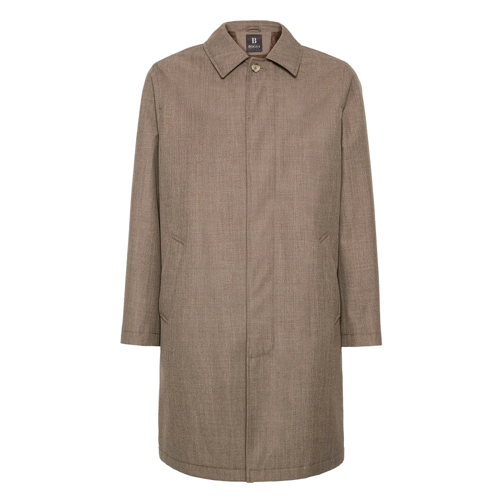 Boggi Milano Pea Coat I Teknisk Ull Beige, Herr