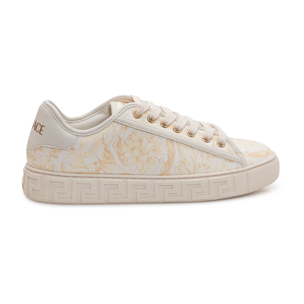 Versace Greca Printed Canvas Sneakers Dames Schoenen Wit