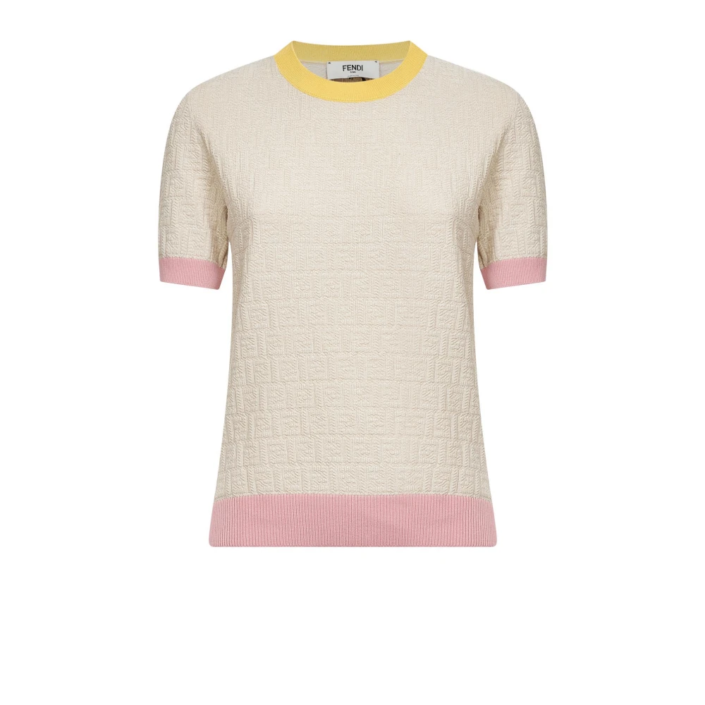 Fendi , Round-Neck Knitwear, Female, Beige, S, Jumpers