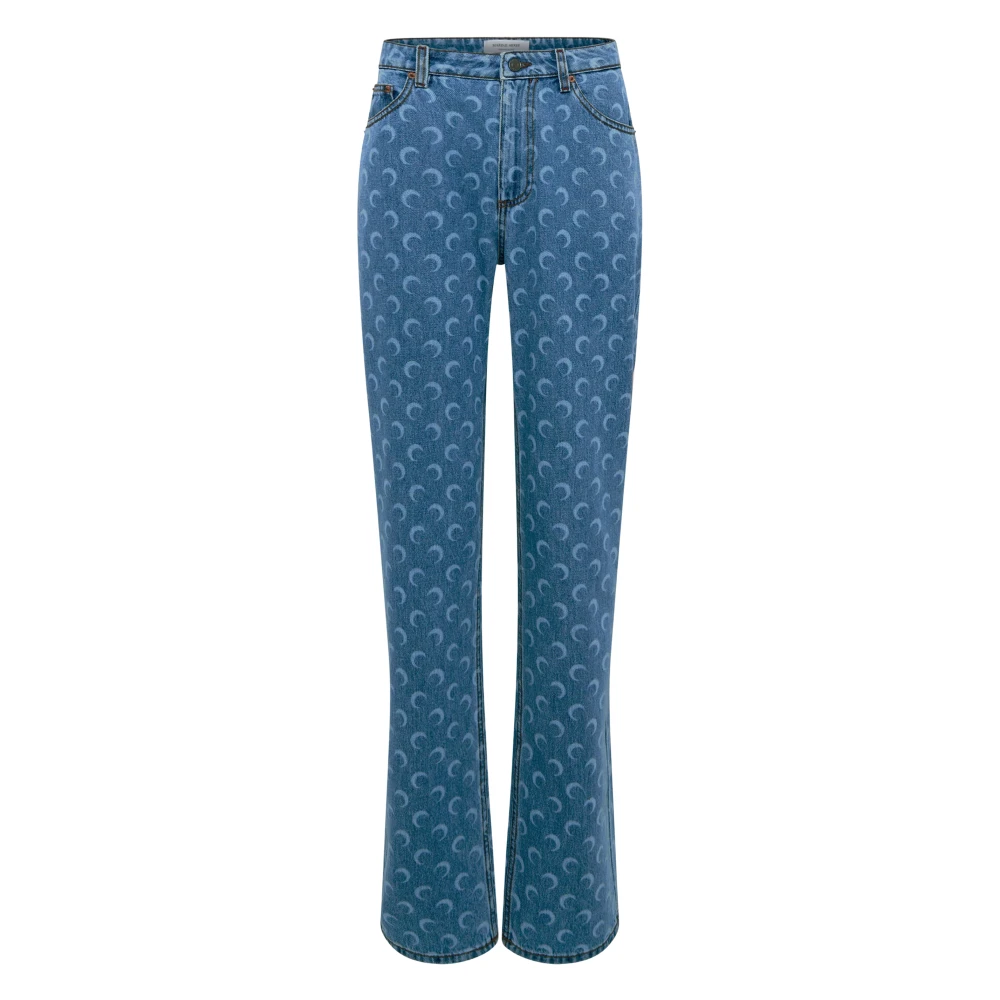 Marine Serre Women's Blue Moon Laser Denim Straight Jeans - Straight Fit Jeans - M - Jeans