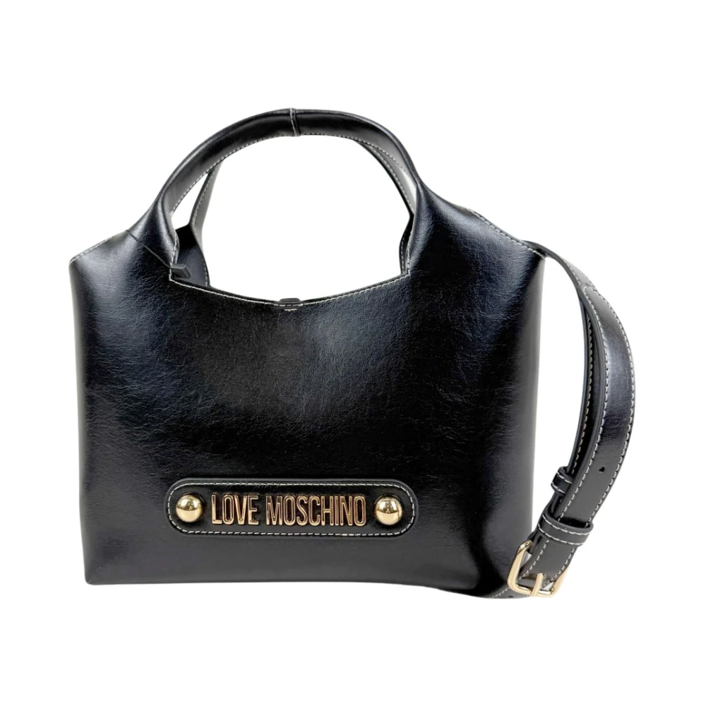 Love Moschino Women's Black Pu 2 Manici Piccola C/Tracolla - Handbags - One Size - Bags