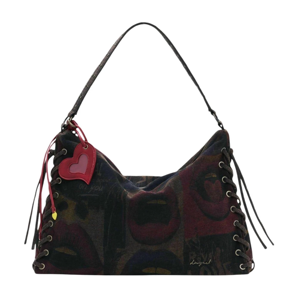Desigual Donna Marrone/Rosso Donne, Borsa A Mano, Graffiatto Leiria, - Immagine 3