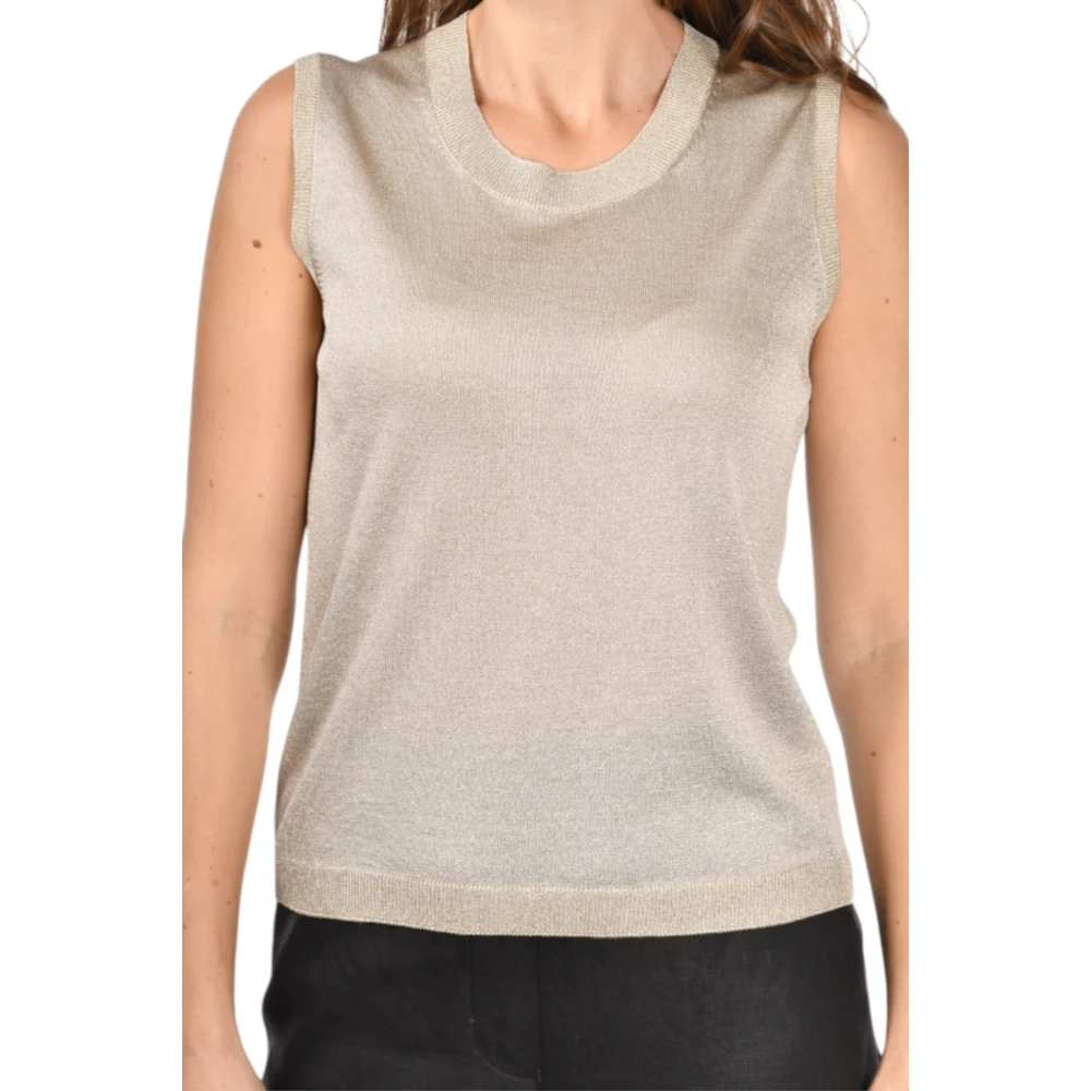 Paolo Fiorillo Capri Women's Beige Elegant Tops And Polos - Sleeveless Tops - Xs - Tops