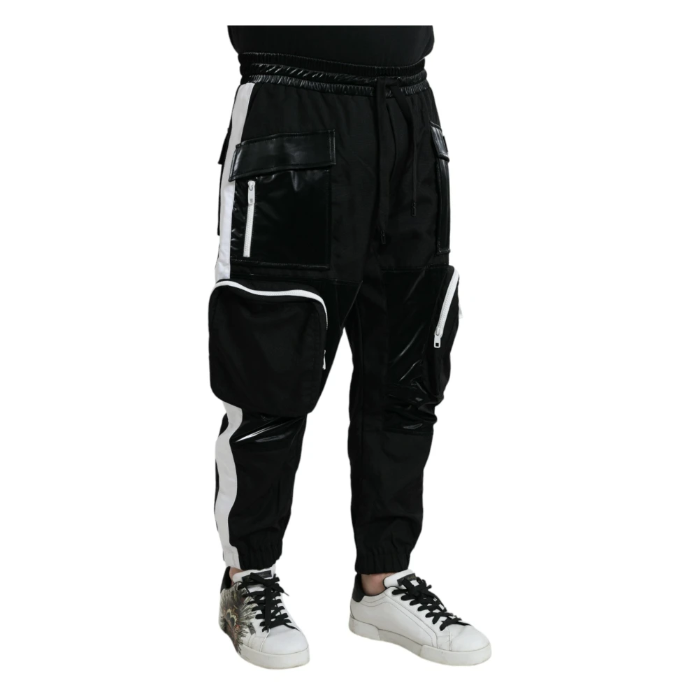 Dolce & Gabbana Zwarte Nylon Cargo Jogger Sweatpants Black Heren