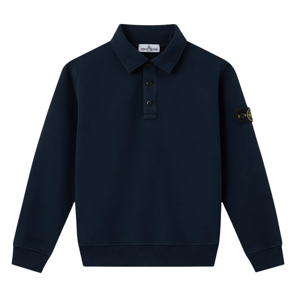 Stone Island Boys Brushed Cotton Polo Sweatshirt In Navy - Unisex - Kids Sweatshirts - Blue - 8 Y | 128 Cm - Kids
