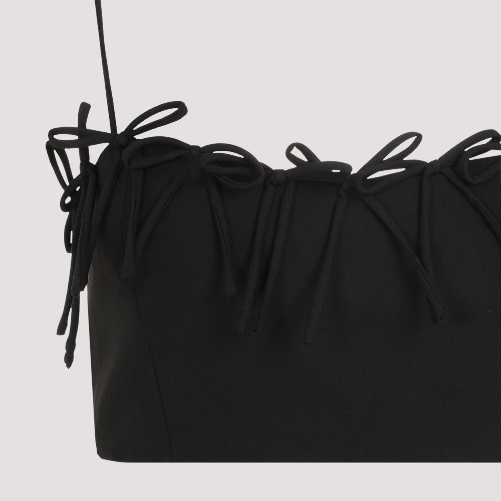 Ganni Zwart Melange Mouwloze Gedrapeerde Top Black Dames