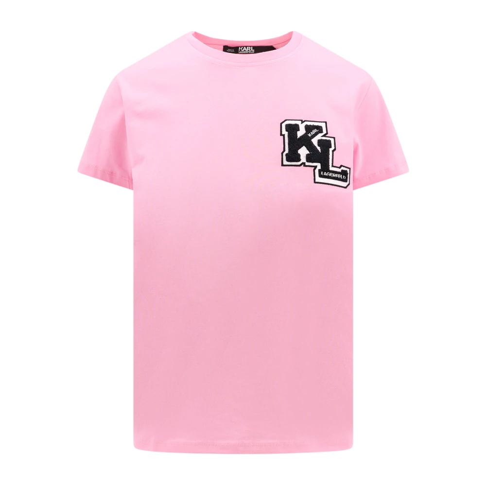 Karl Lagerfeld Logo Biologisch Katoenen T-Shirt Pink Dames